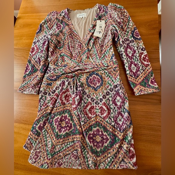 ba&sh “Tola” Velvet Sequin Gem-Tone Mini- Dress, Size L. NWT - Picture 5 of 16